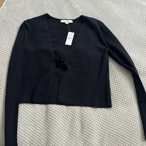 LOFT NWT Velvet Tie Ribbed Cardigan